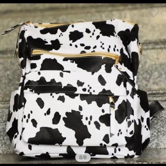 Cow Print Backpack Black and‎ White Restocked main image 5